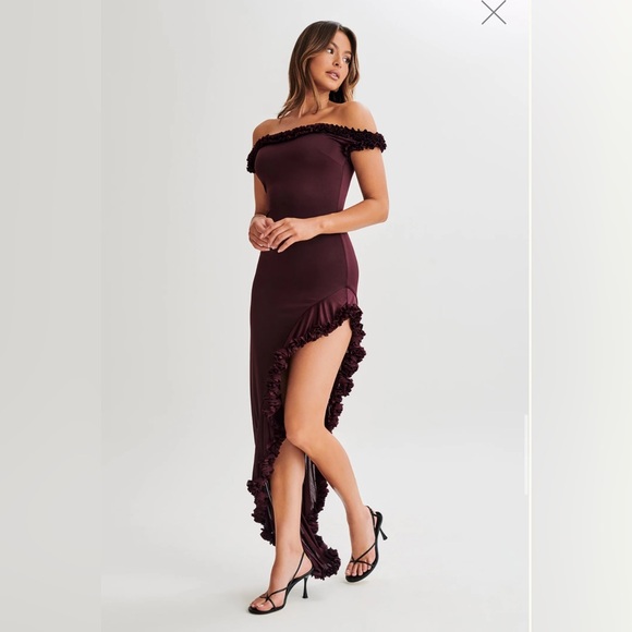 Meshki Arielle Off The Shoulder Dress in Plum NWT - Picture 8 of 11